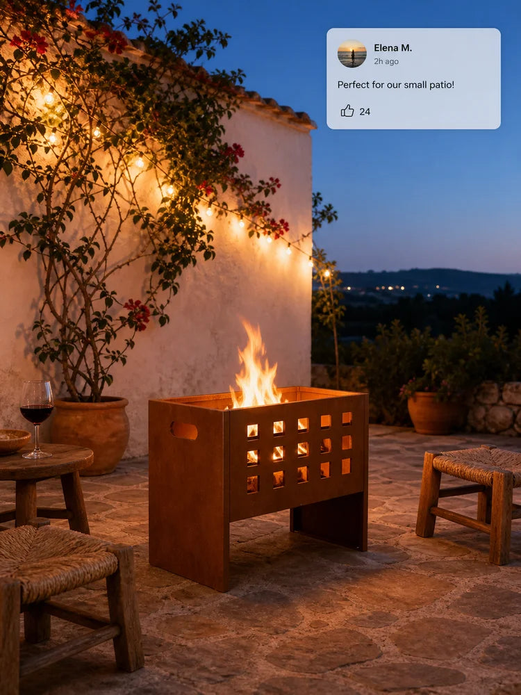 Rectangular Fire Pit Corten Steel 50X30X40 cm Outdoor Garden Patio Heater Fireplace