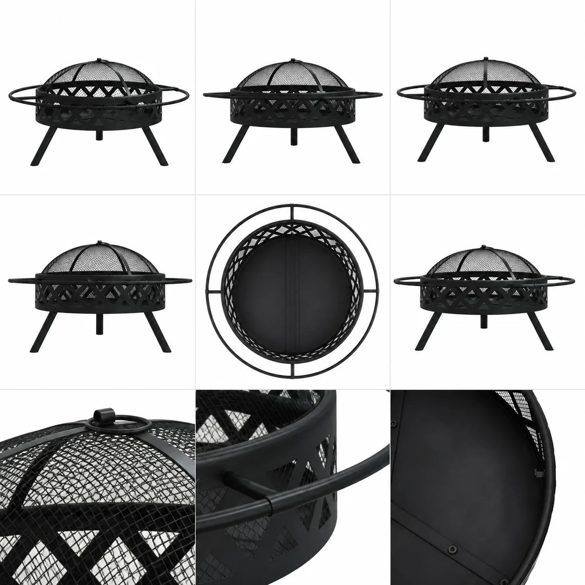 Fire Pit Bowl with Poker 70 cm XXL Steel Outdoor Garden Fireplace Wood Burning Brazier for Patio