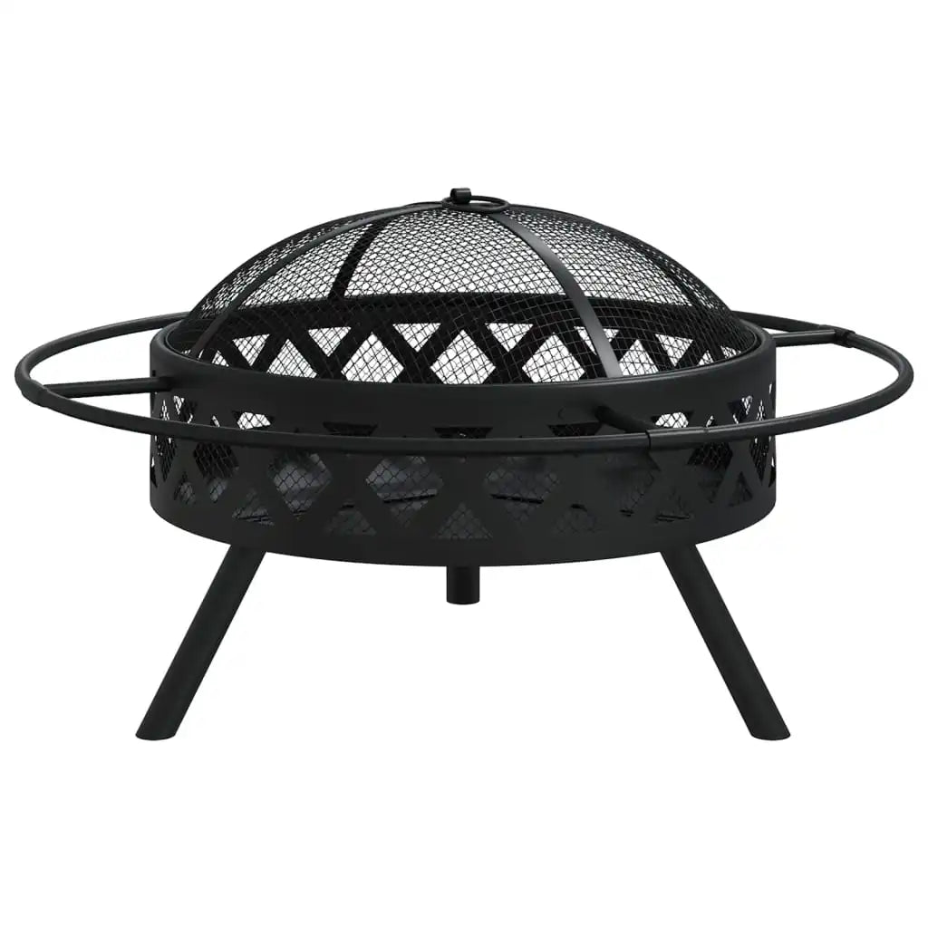 Fire Pit Bowl with Poker 70 cm XXL Steel Outdoor Garden Fireplace Wood Burning Brazier for Patio