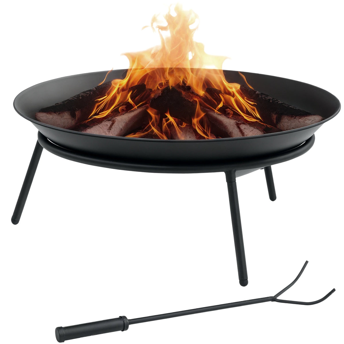 Outsunny Outdoor Garden Brazier with Poker for Terrace Fires Ø47X21 cm