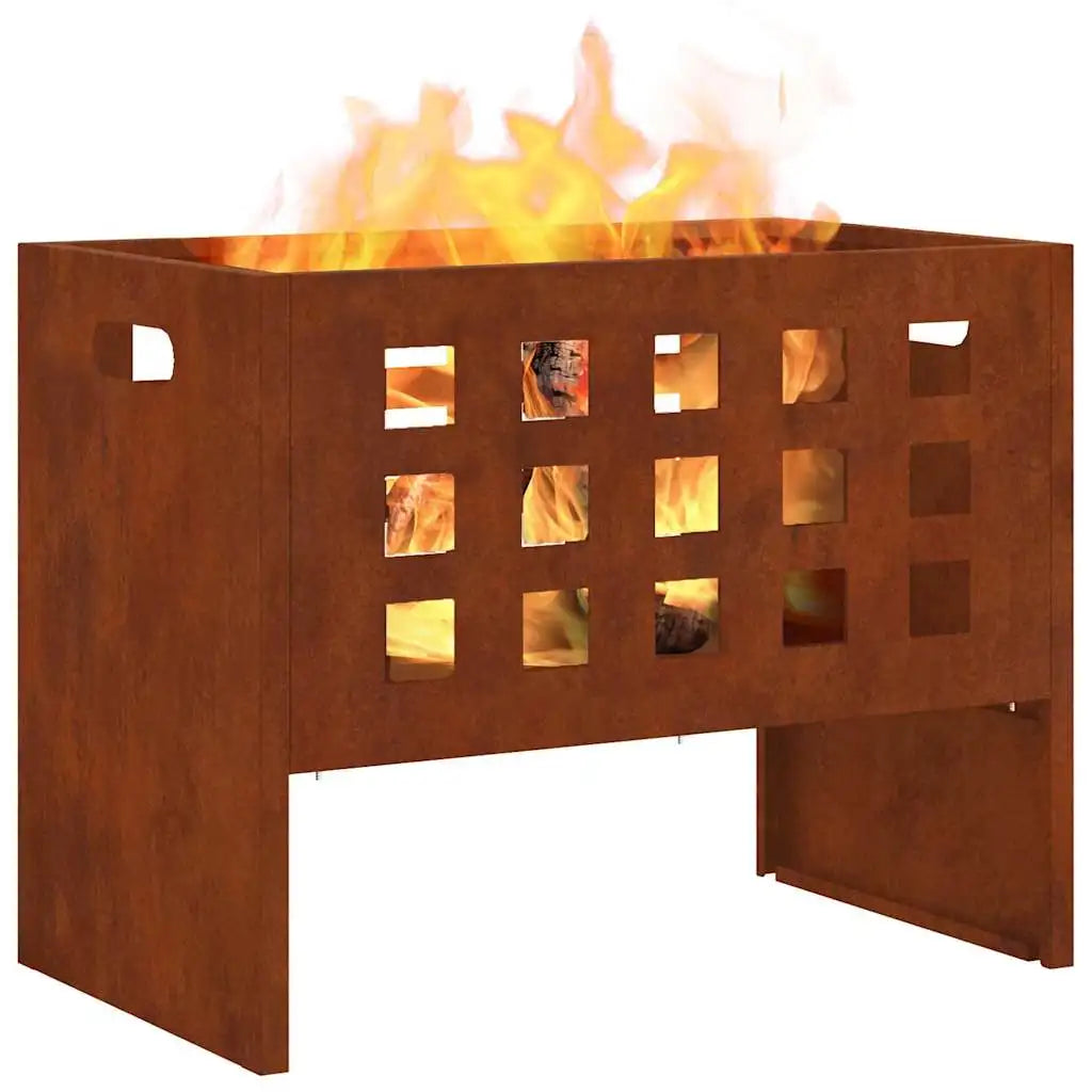 Rectangular Fire Pit Corten Steel 50X30X40 cm Outdoor Garden Patio Heater Fireplace