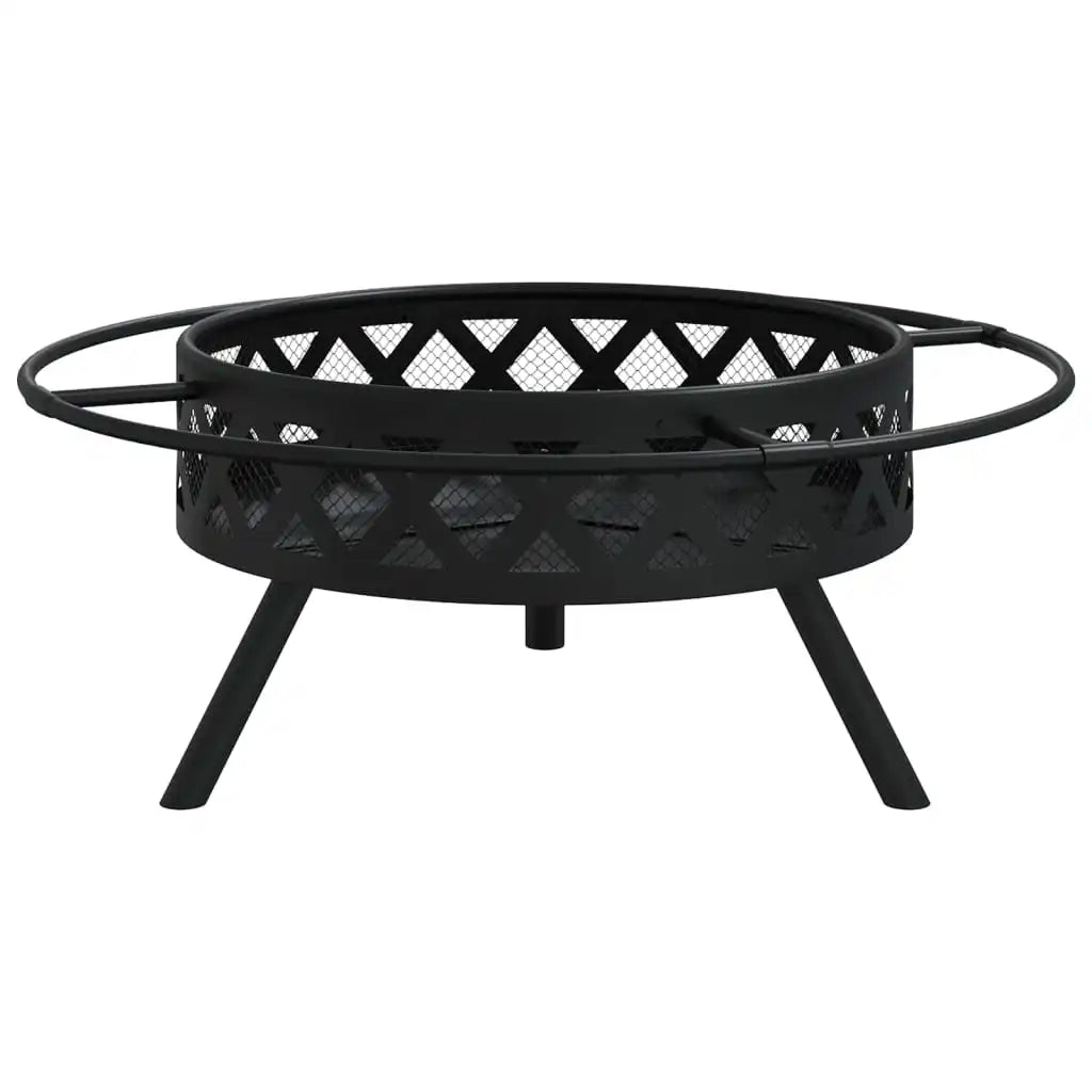 Fire Pit Bowl with Poker 70 cm XXL Steel Outdoor Garden Fireplace Wood Burning Brazier for Patio
