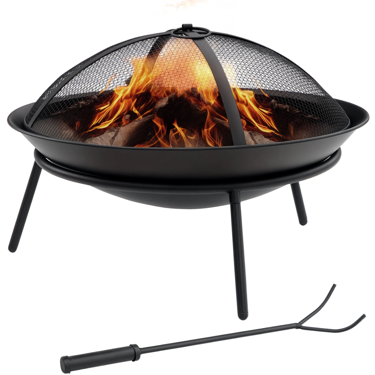 Outsunny Outdoor Garden Brazier with Spark Protector and Poker Ø47X33Cm