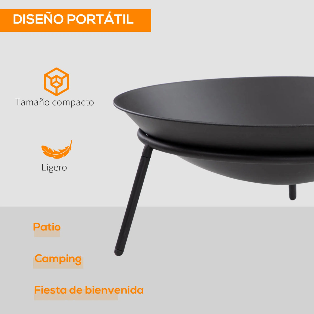 Outsunny Outdoor Garden Brazier with Poker for Terrace Fires Ø47X21 cm