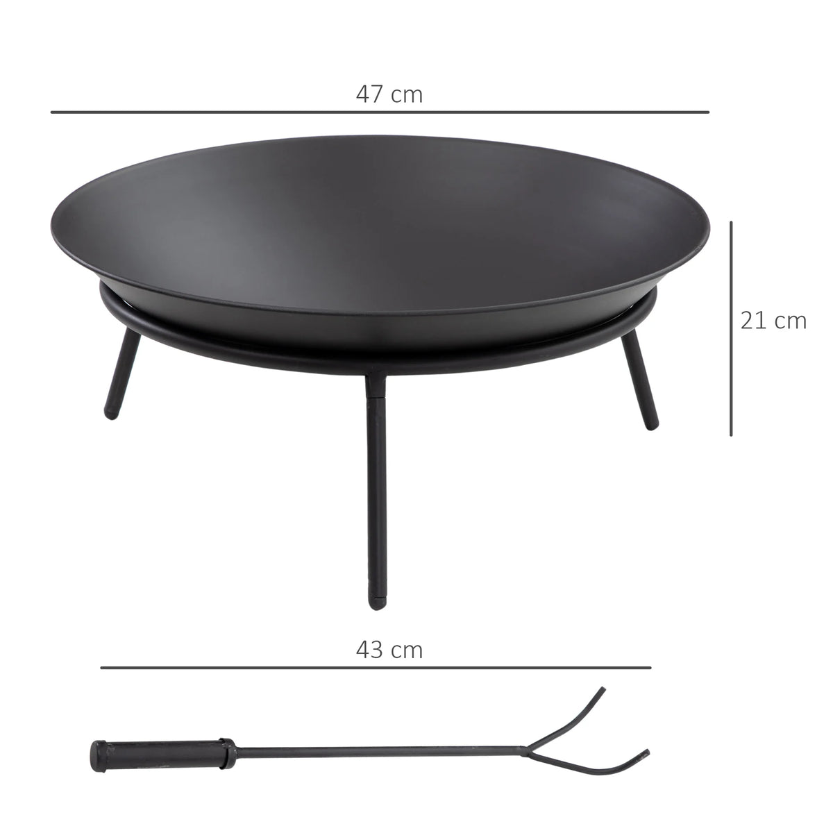 Outsunny Outdoor Garden Brazier with Poker for Terrace Fires Ø47X21 cm