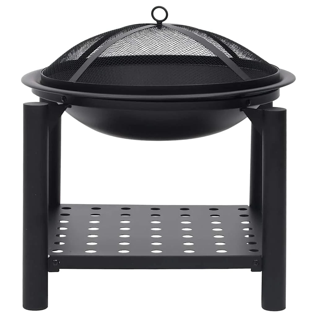 Fire Bowl with Poker 54X54X55 cm Steel Outdoor Fire Pit Garden Patio Wood Burning
