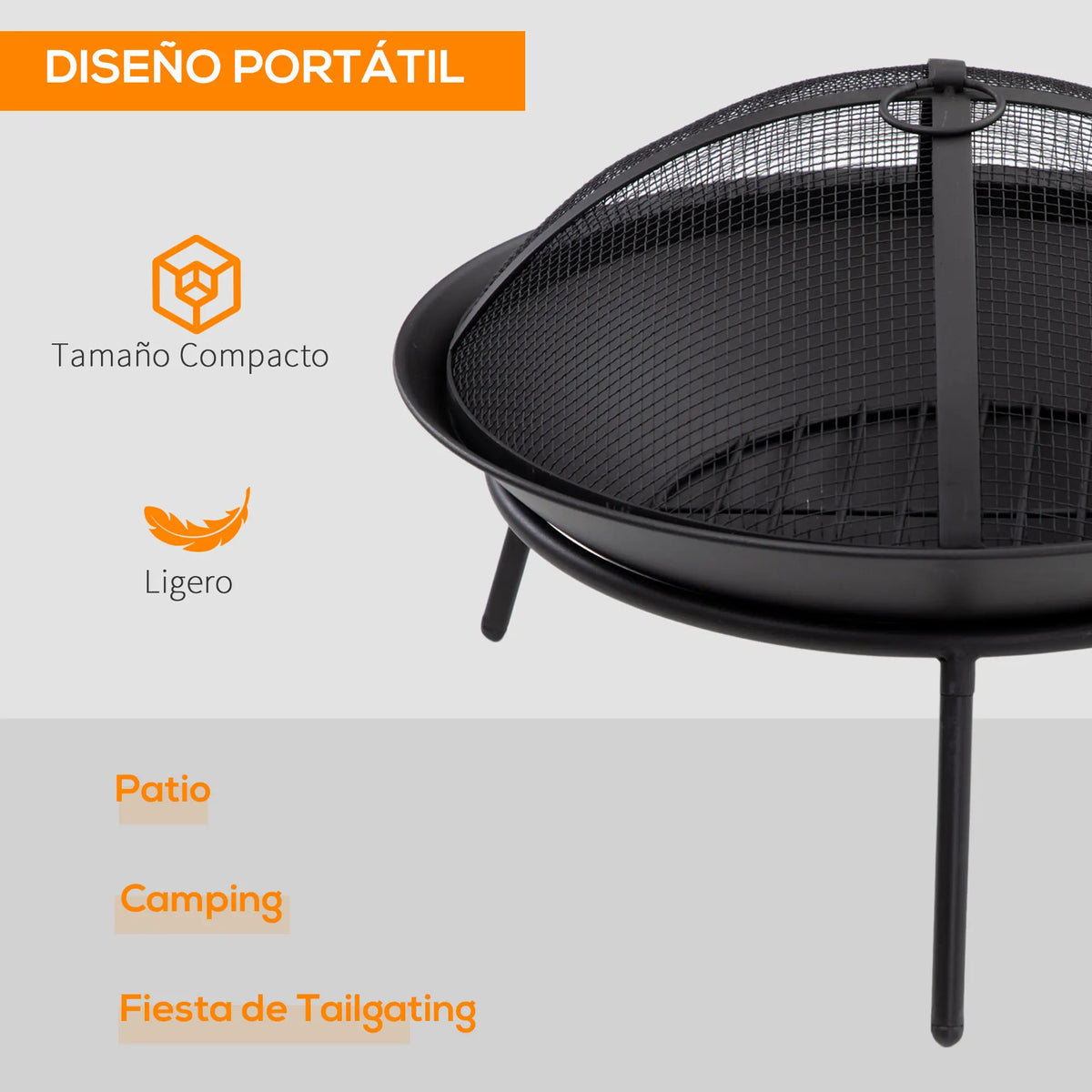 Outsunny Outdoor Garden Brazier with Spark Protector and Poker Ø47X33Cm
