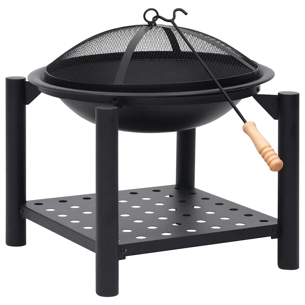 Fire Bowl with Poker 54X54X55 cm Steel Outdoor Fire Pit Garden Patio Wood Burning