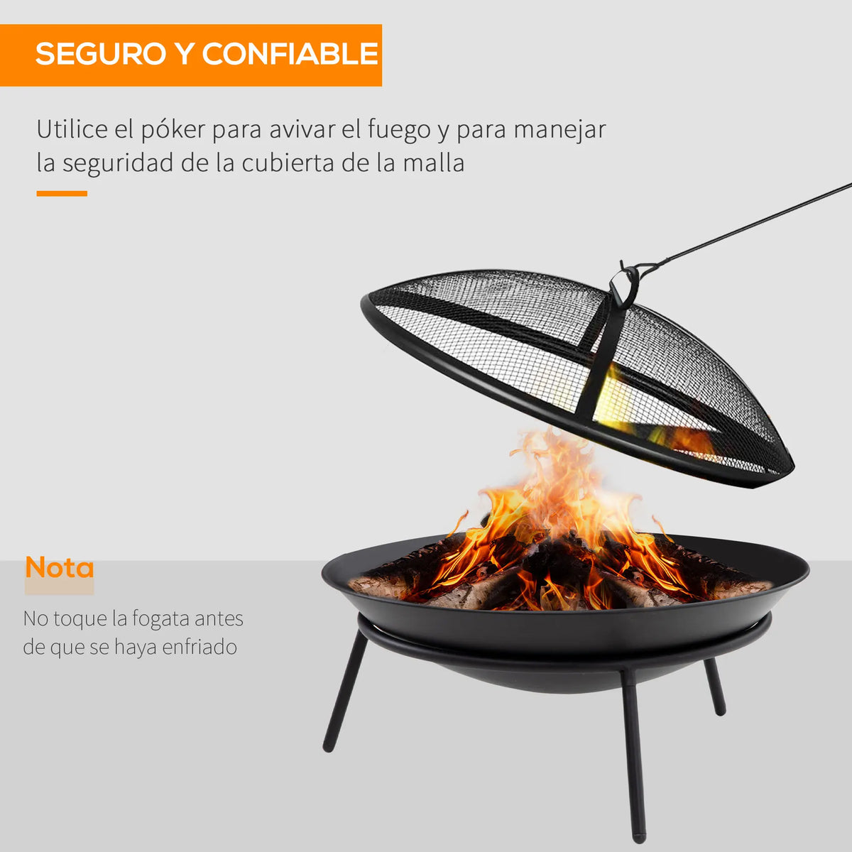 Outsunny Outdoor Garden Brazier with Spark Protector and Poker Ø47X33Cm