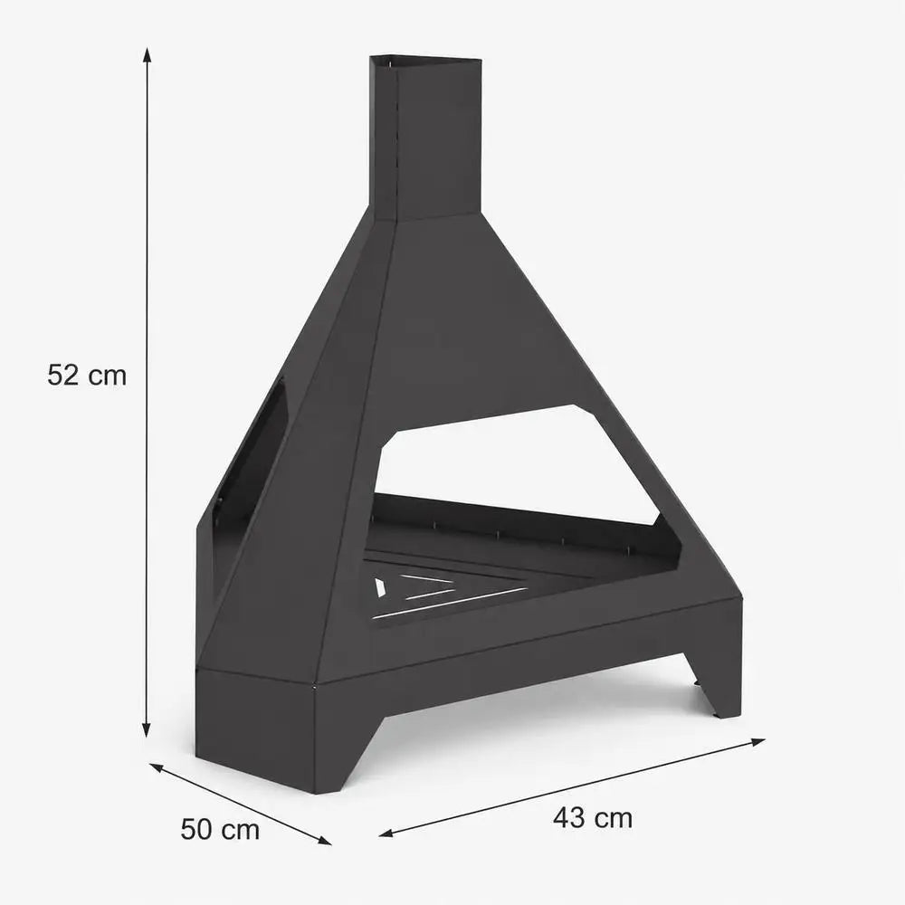 Outdoor Fire Pit Black Steel Square Fire Bowl Patio Backyard Garden Camping Wood Burning Brazier 50 X 43 X 52 Cm