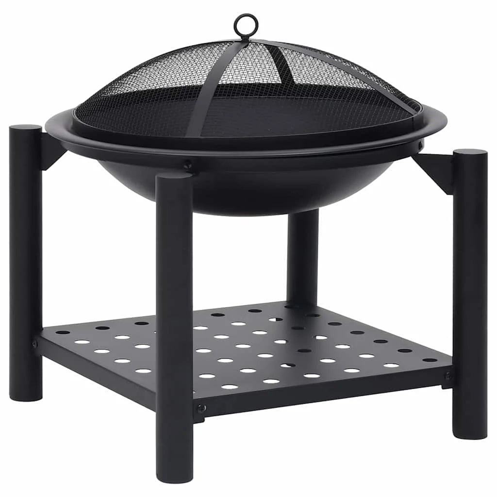 Fire Bowl with Poker 54X54X55 cm Steel Outdoor Fire Pit Garden Patio Wood Burning